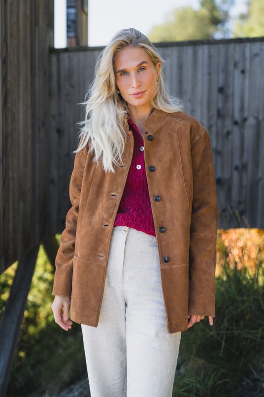 Lauren Leather Jacket Camel Suede 