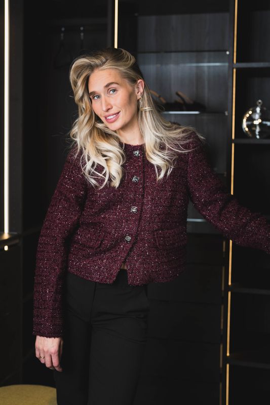 Peach Boucle Jacket Plum 