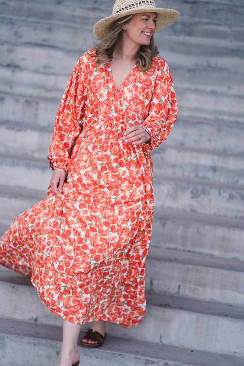 Pietra 3/4 Dress Aop Tigerlily Flower 