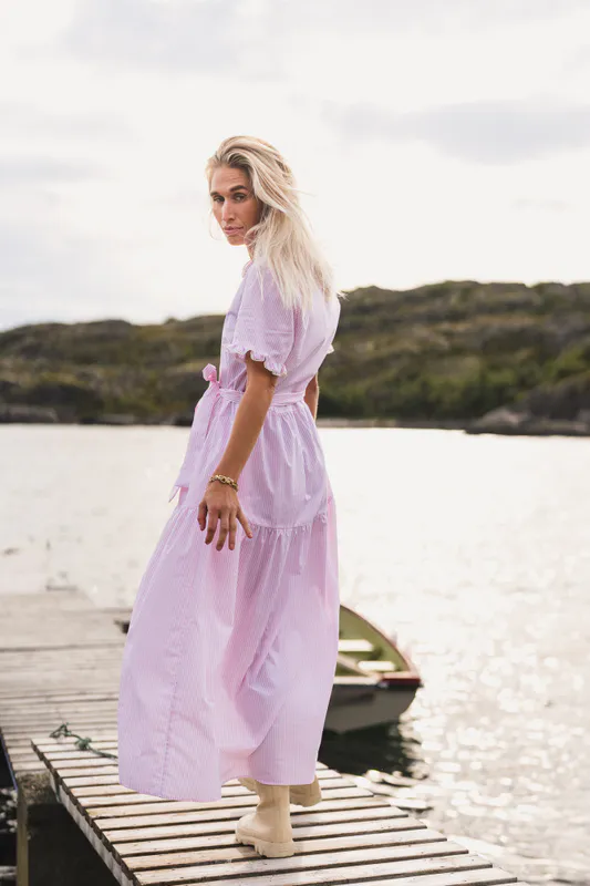 Ida Maja 2/4 Shirt Dress STP B White/S Lilac 