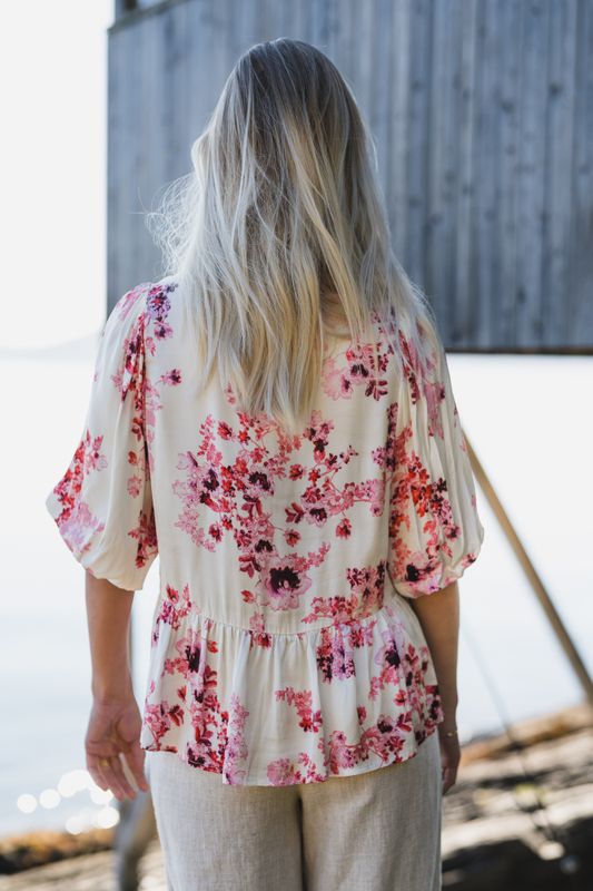 Azelia Blouse Pink Shadow Flower Print