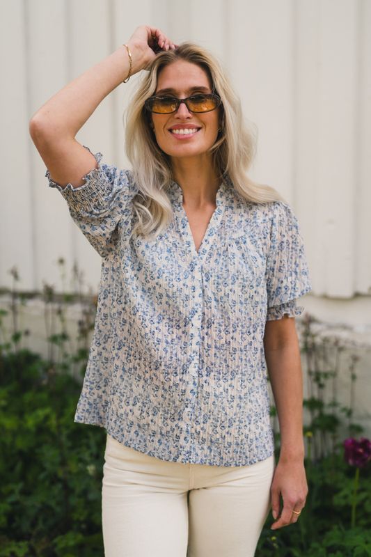 Diana Misty Floral Blouse Blue 