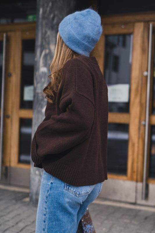 W. Wool Wide Cardigan Dark Brown 