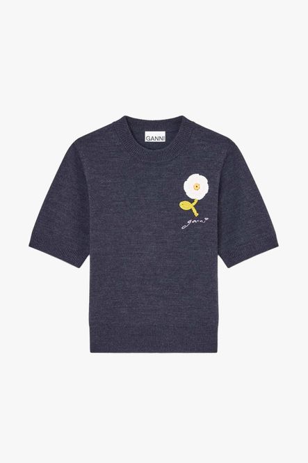 Hovedbilde Crochet Applique Merino Tee Phantom 