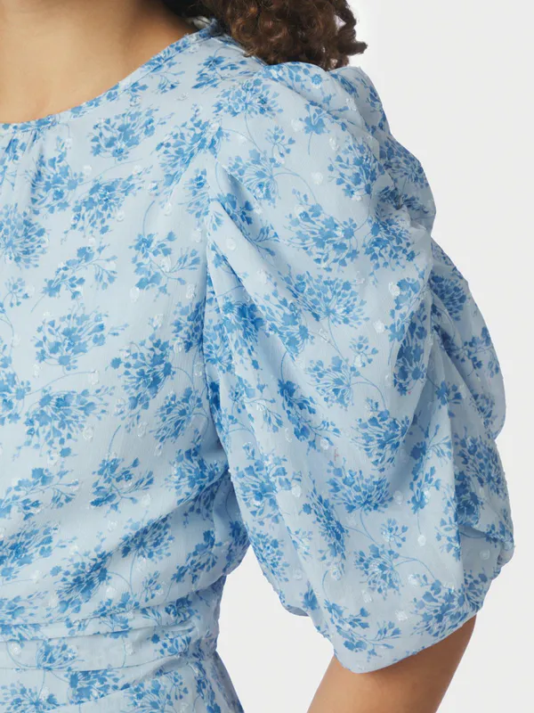 Kikka Chiffon Flower Dress Light Blue 