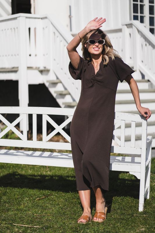 Bomba Structure Solid Dress Dark Brown 