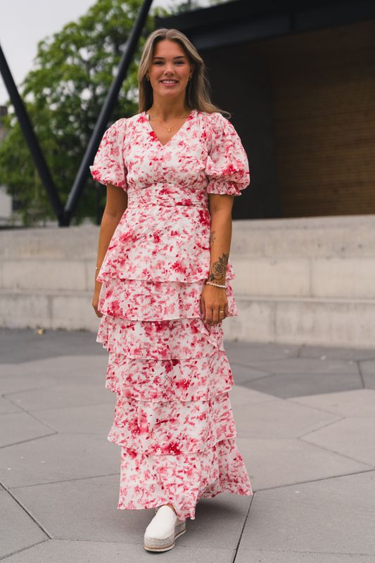 Noorie Blur Print Dress Red 