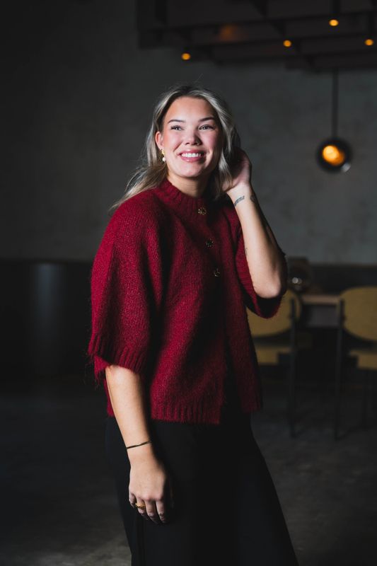 Benuta Fluffy Knit Cardigan Dark Red 