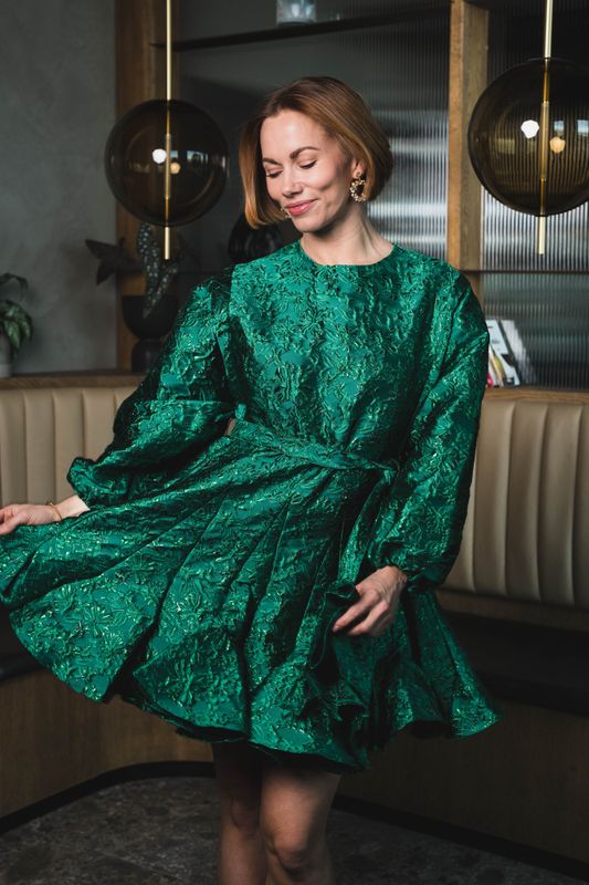 Poppi Metallic Dress Green 