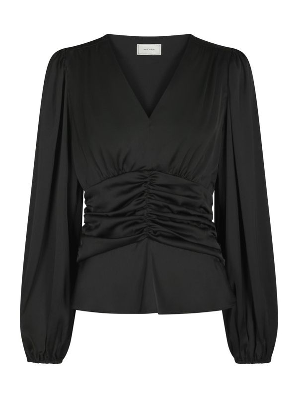 Pascal Drapy Satin Blouse Black 
