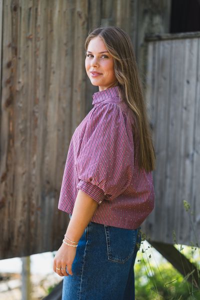 Hovedbilde Etta Soft Stripe Stone Shirt Dark Rose 