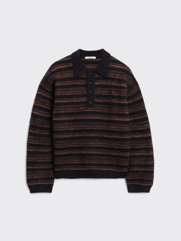 Ollie Wool Polo Sweater Brown Stripe 