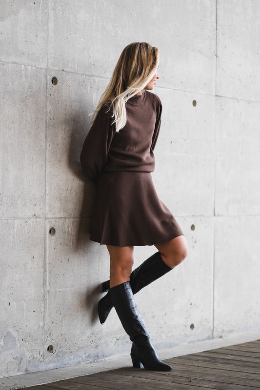 Fonny HW Knit Skirt Chocolate Brown