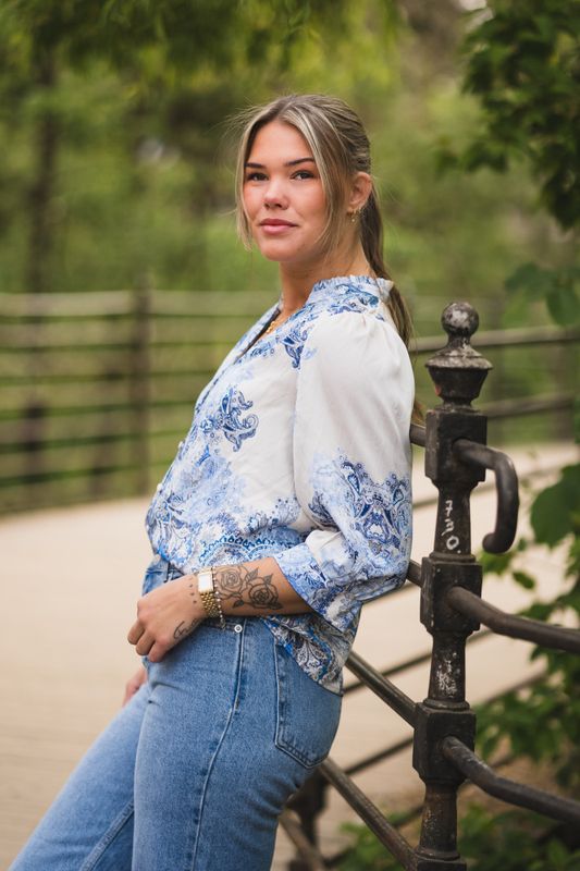 Roselle Artist Paisley Blouse Powder Blue