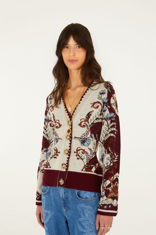 Millena Knit Cardigan Burgundy 