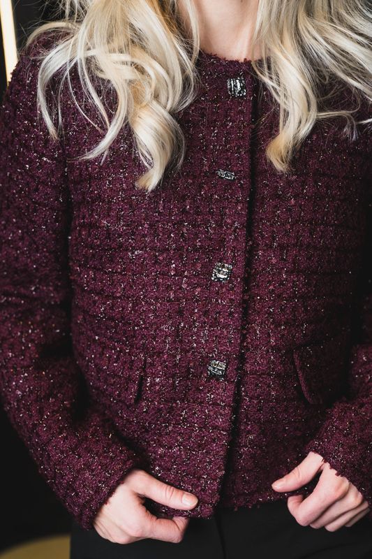 Peach Boucle Jacket Plum 