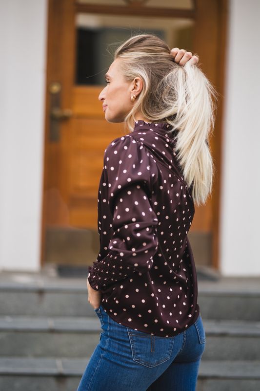 Camisa Dot Blouse Burgundy 