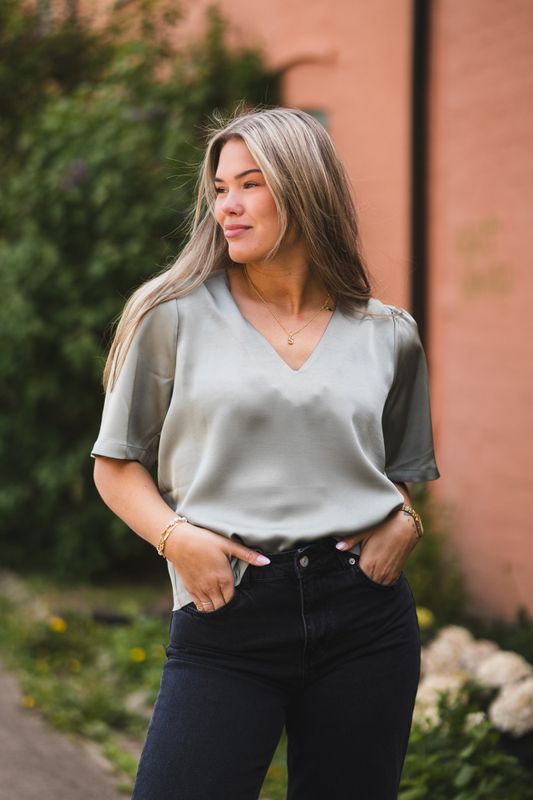 Largo Heavy Sateen Blouse Smoke Green 