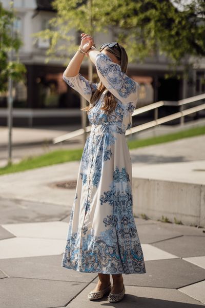 Hovedbilde Stellar Paisley Border Dress Ash Blue 