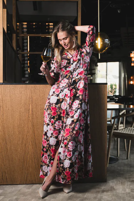 Hovedbilde Satin Button-Down Dress Midnight Roses 