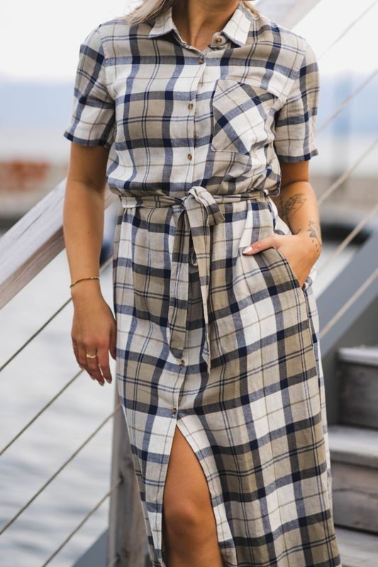 Fern Dress Navy Tartan 