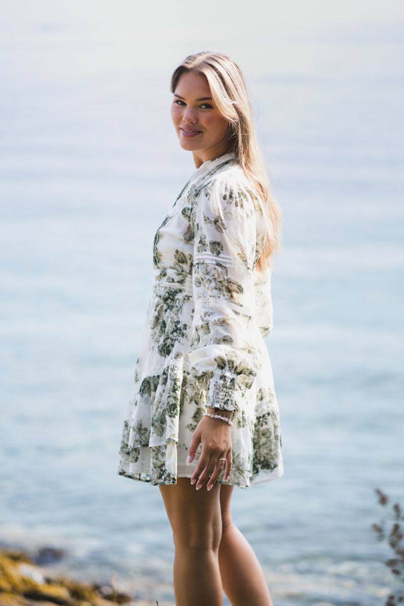 Roberta Flower Flow Dress Sage Green 