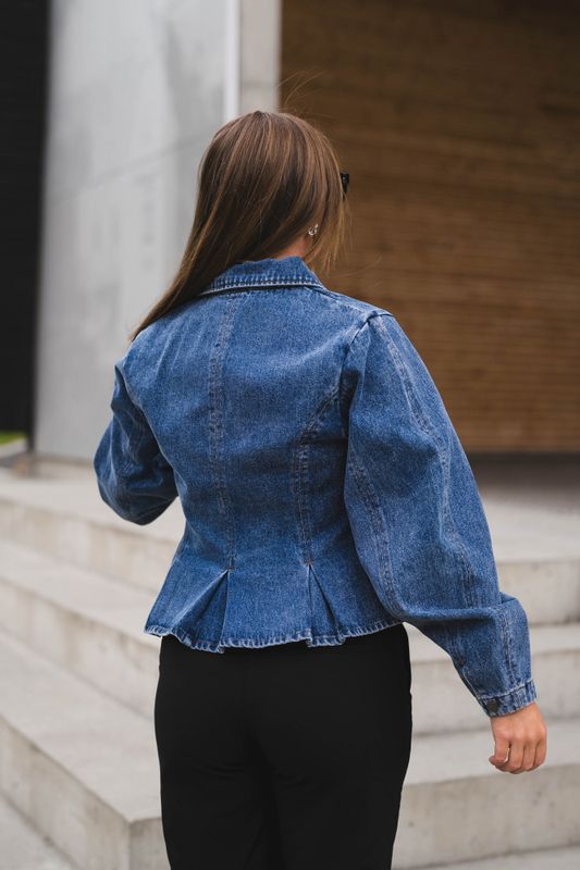 Rivora Denim Peplum Jacket Blue 