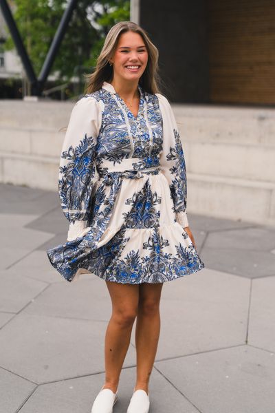 Hovedbilde Malfida Paisley Border Dress Ash Blue 