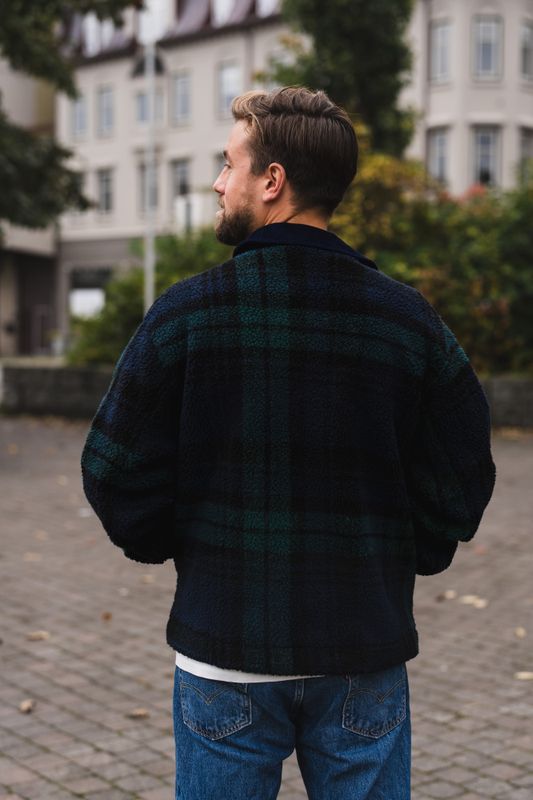 Elix Fleece Overshirt Navy Check 