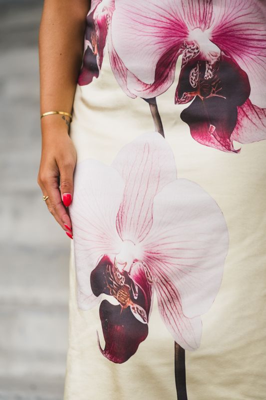 Orchida Satin Long Dress Anise Flower 