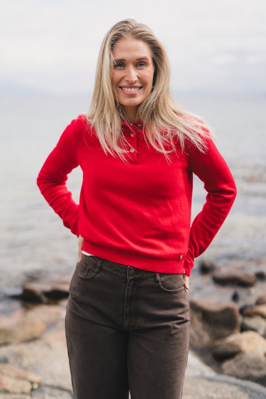 Isabella Cashmere Polo Red 