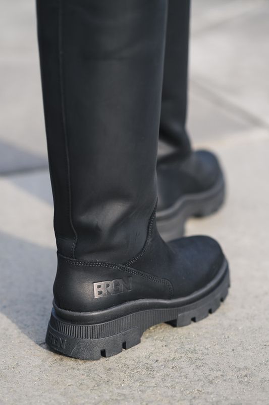 High Leather Boots New Black 