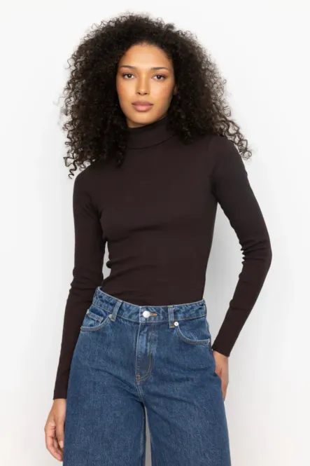 Hovedbilde Petra Rib Turtleneck Dark Brown 