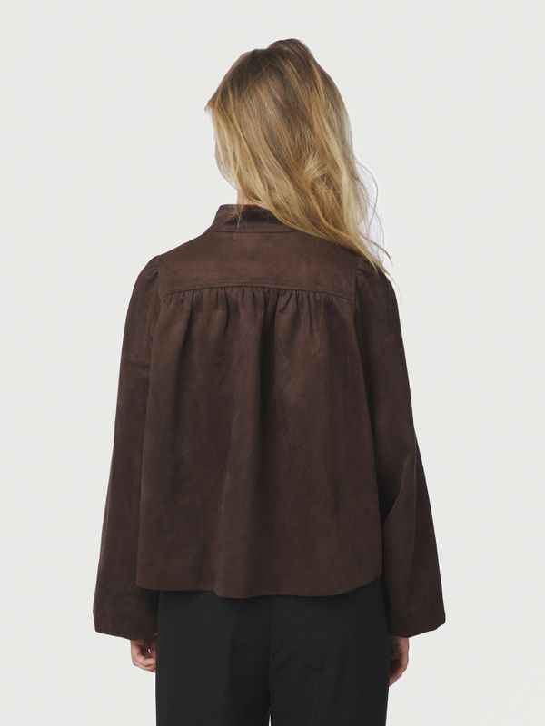 Tirsa Faux Suede Jacket Dark Brown 