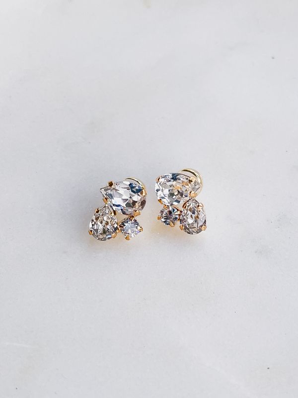 Alisia Earring Gold Crystal 