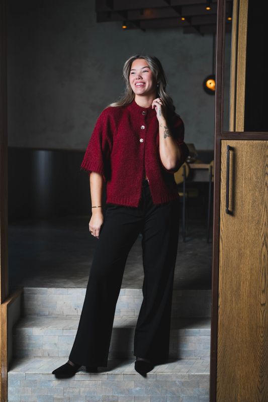 Benuta Fluffy Knit Cardigan Dark Red 