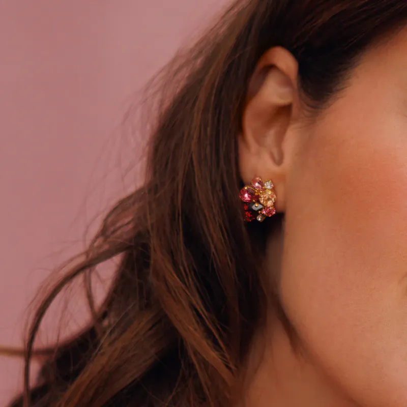 Katie Earrings Gold Scarlet Combo 