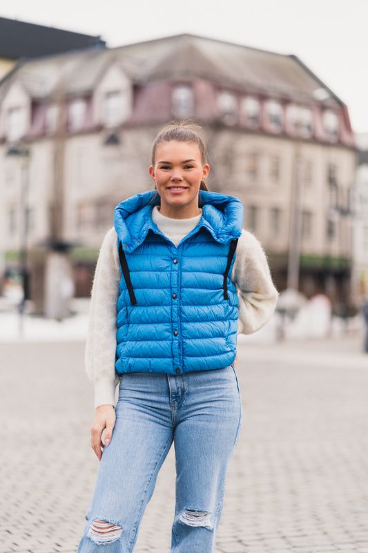 Taryn Hooded Down Vest Crayon Blue 