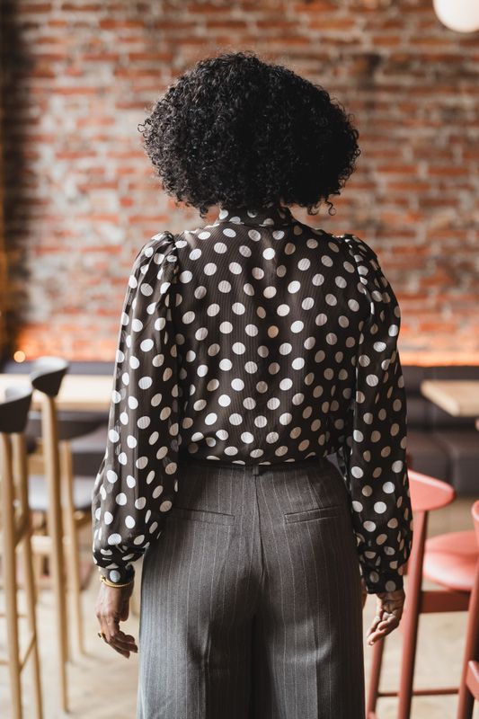 Striped Organza Blouse Dots 
