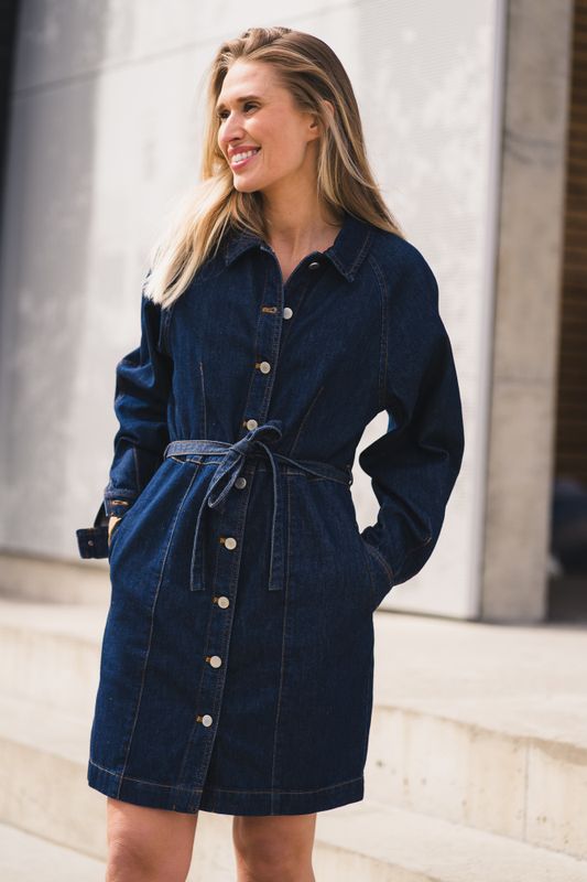 Sana Lis Denim Shirt Dress Dark Blue Wash 