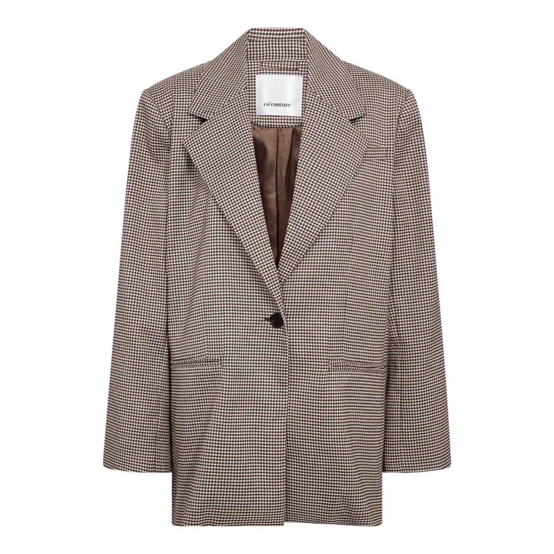 Mida Check Power Blazer Bone Brown 