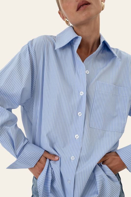 Isabellaic Shirt Blue White Stripes 