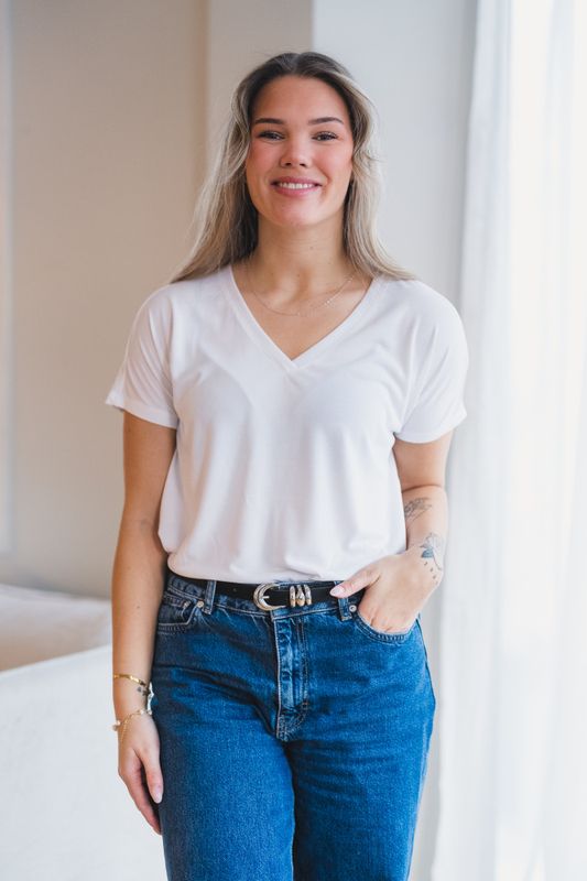 Fenya Modal V Neck Tee Bright White 