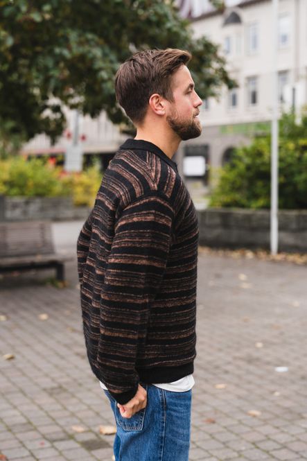 Hovedbilde Ollie Wool Polo Sweater Brown Stripe 