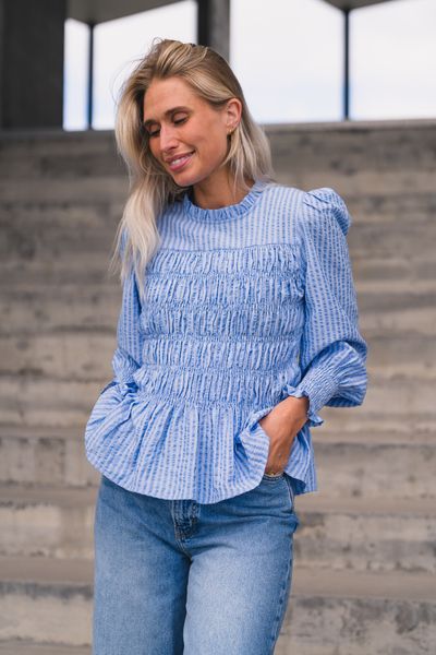 Hovedbilde Possa Twist Stripe Blouse Light Blue 