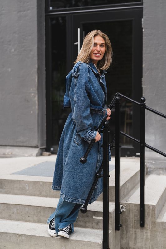 Rickie Maxi Trench Cabana Blue 