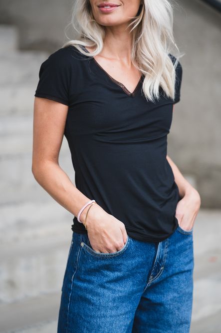 Hovedbilde Perfect Line Modal T-Shirt V Neck Black 