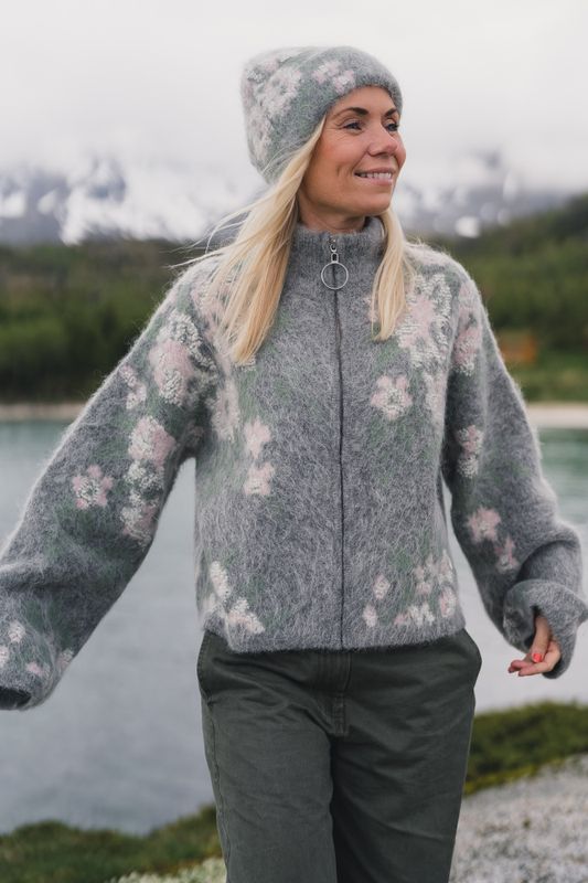 Tine Floral Cardigan Grey Mix 