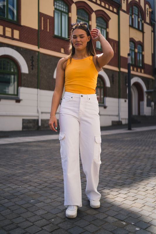 Vika Dye Pocket Pant White 