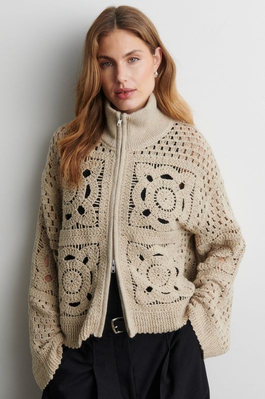 Crosette Knit Cardigan Camel 